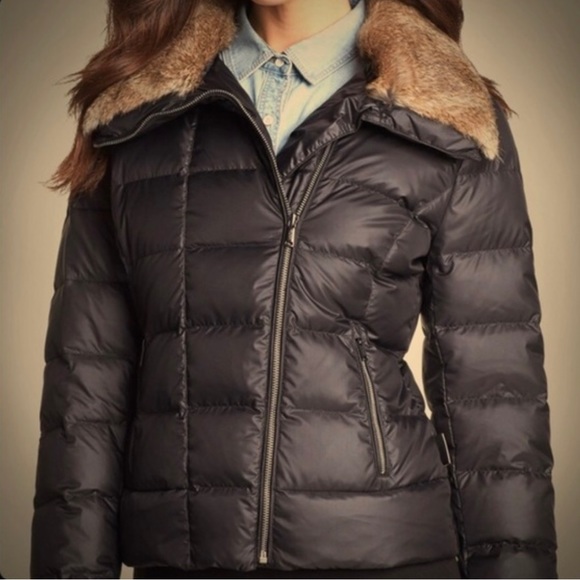 Tumi Jackets & Blazers - Tumi Stockholm Genuine Rabbit Fur Trim Down Moto Jacket size XS
